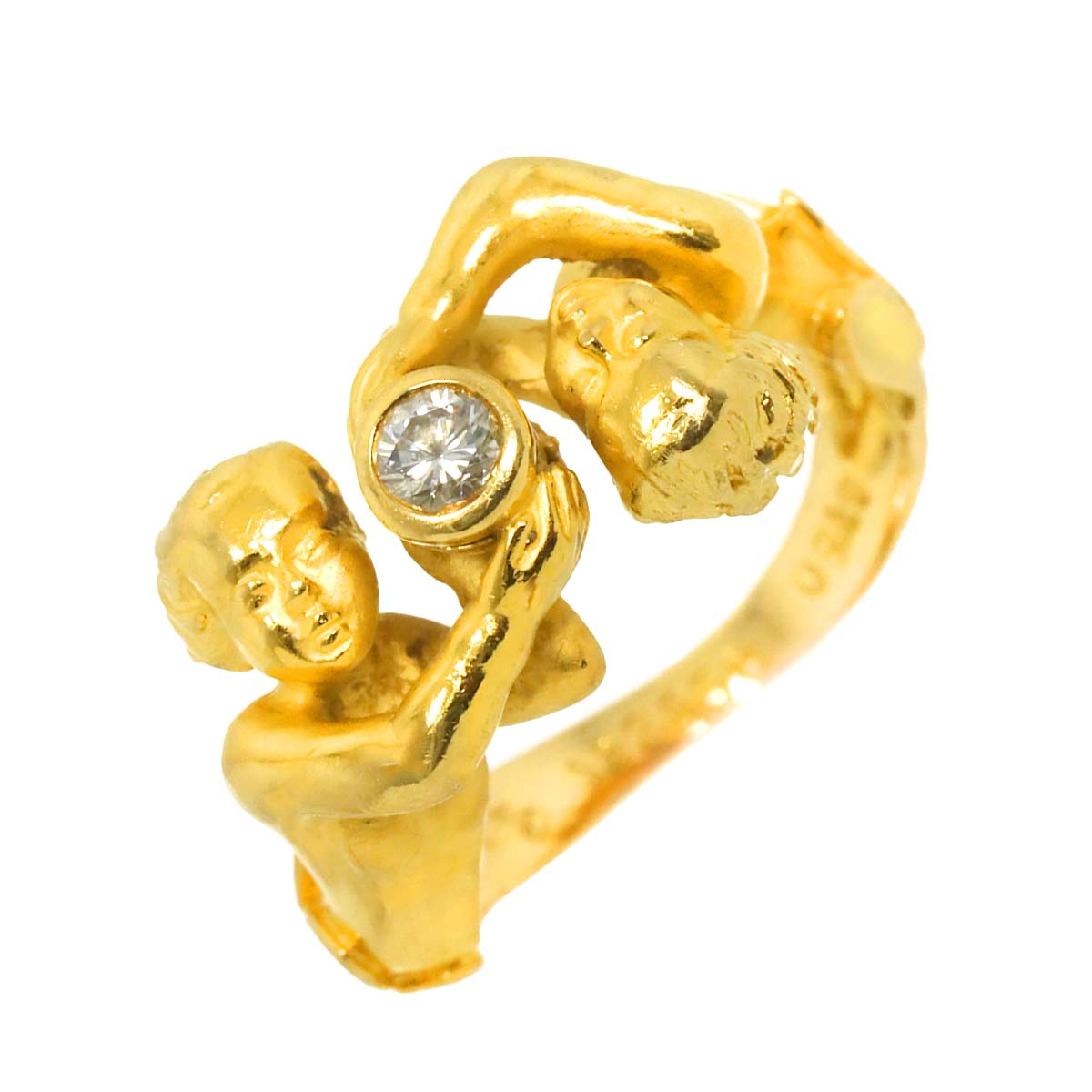 Diamond Ring 18K YG 750 Size6.75(US)