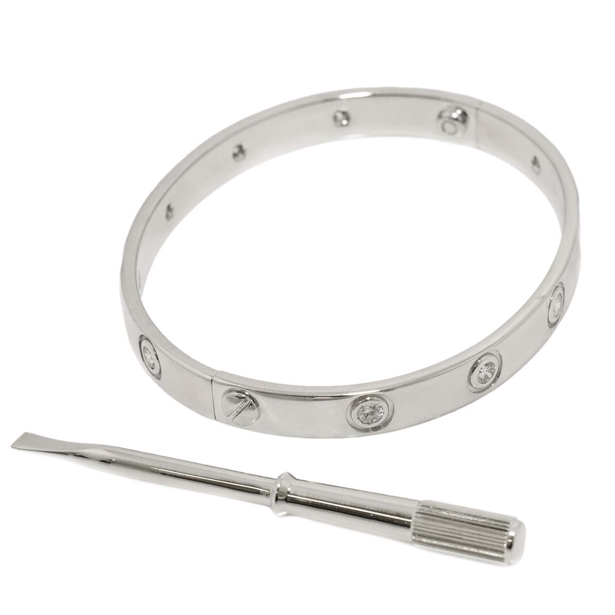 Love Bracelet Diamond 10P Bangle 18K WG 750 Size16