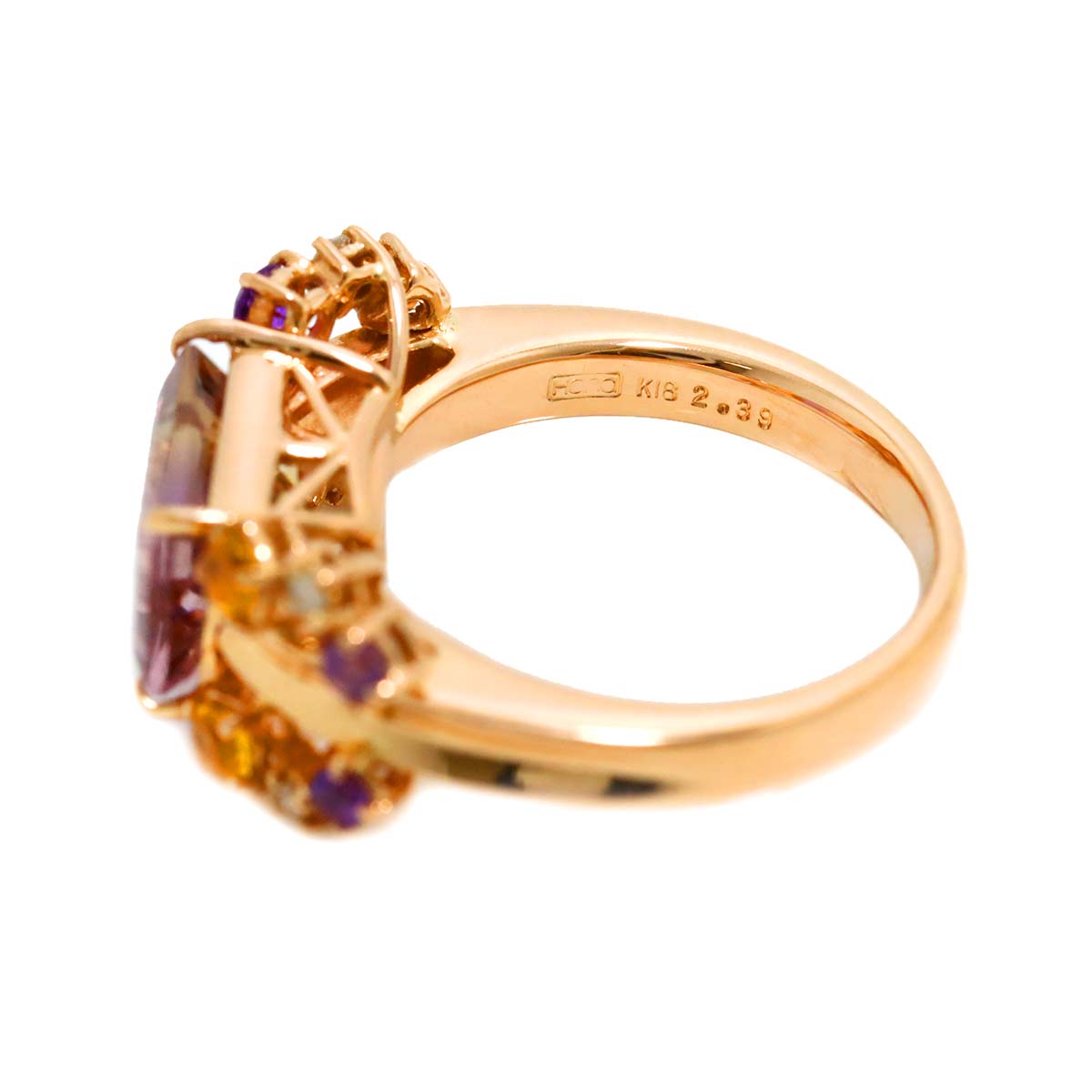 Ametrine 2.39ct Multi Stone Ring 18K PG size5.75-6(US)