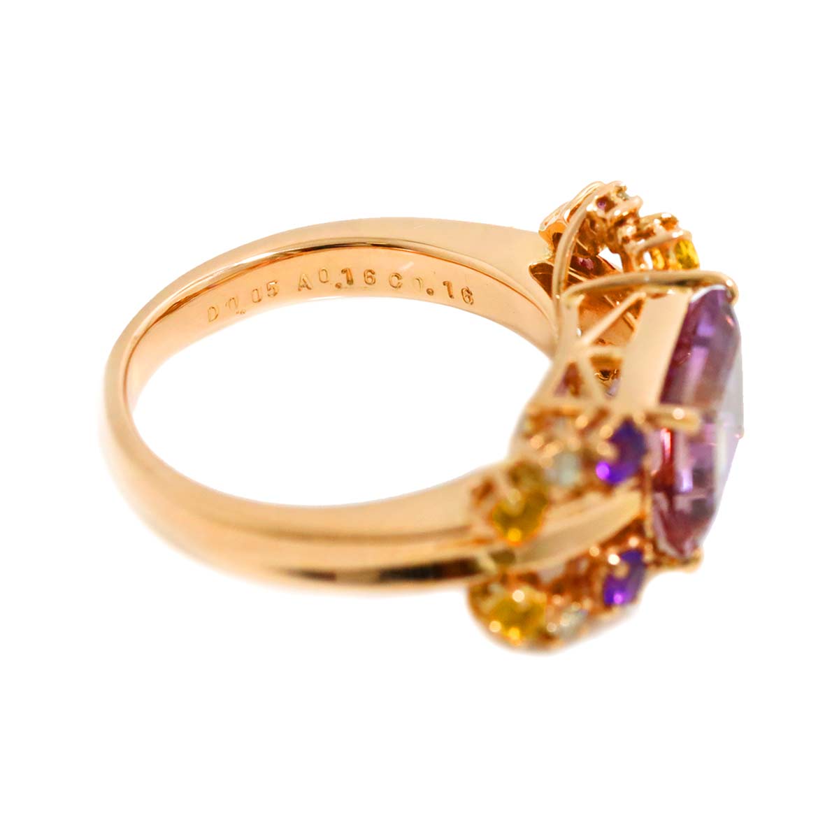 Ametrine 2.39ct Multi Stone Ring 18K PG size5.75-6(US)