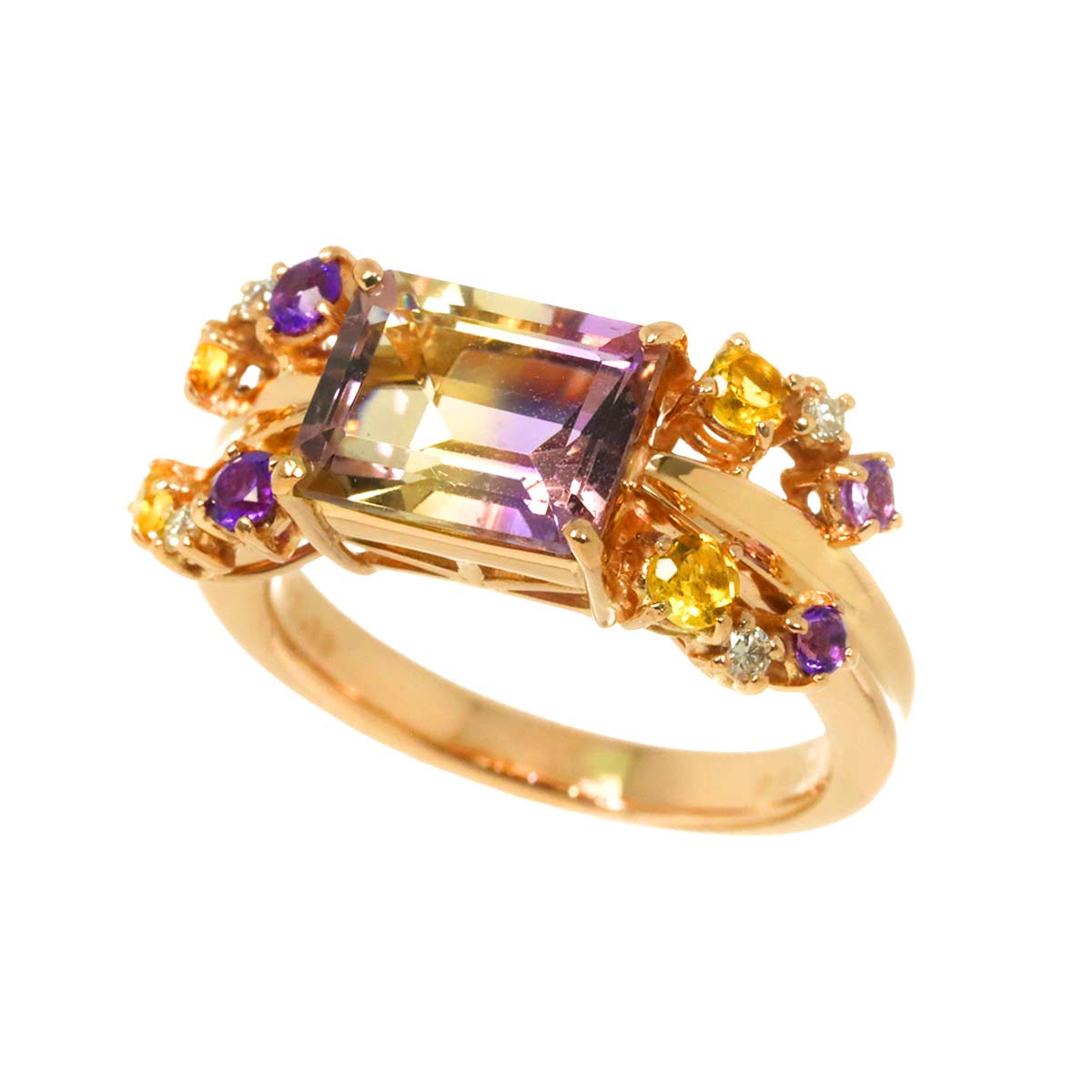 Ametrine 2.39ct Multi Stone Ring 18K PG size5.75-6(US)