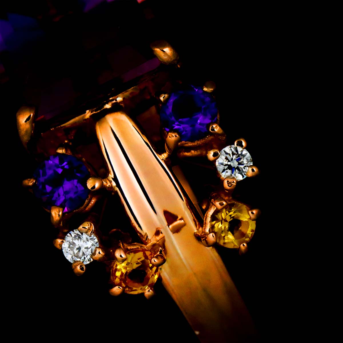 Ametrine 2.39ct Multi Stone Ring 18K PG size5.75-6(US)