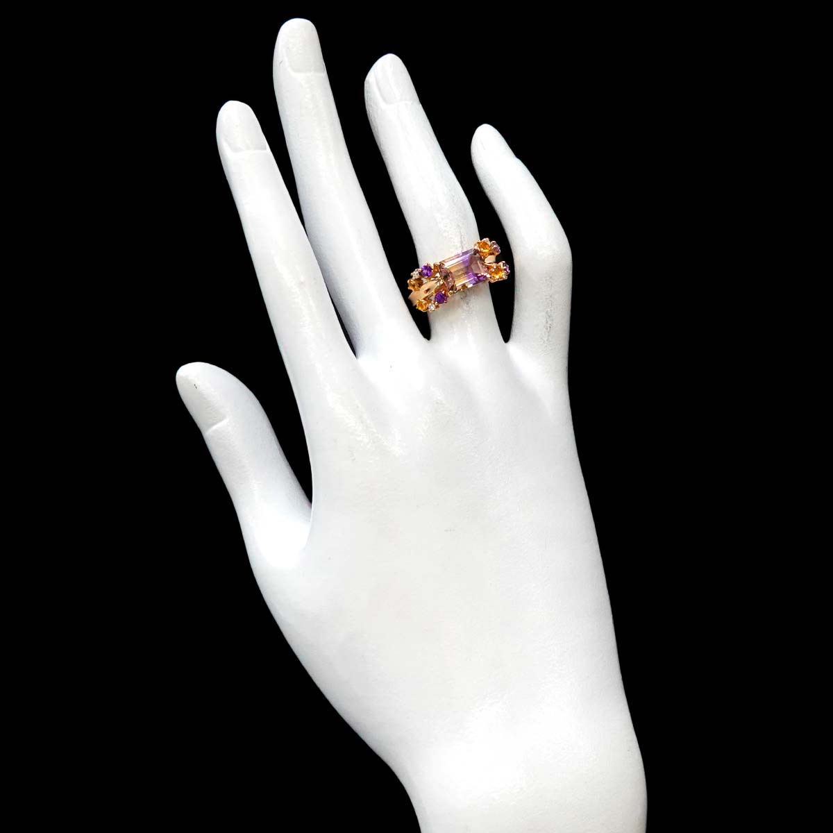 Ametrine 2.39ct Multi Stone Ring 18K PG size5.75-6(US)