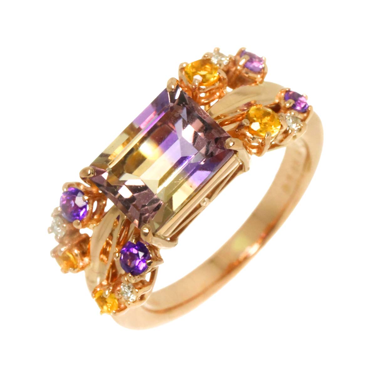 Ametrine 2.39ct Multi Stone Ring 18K PG size5.75-6(US)