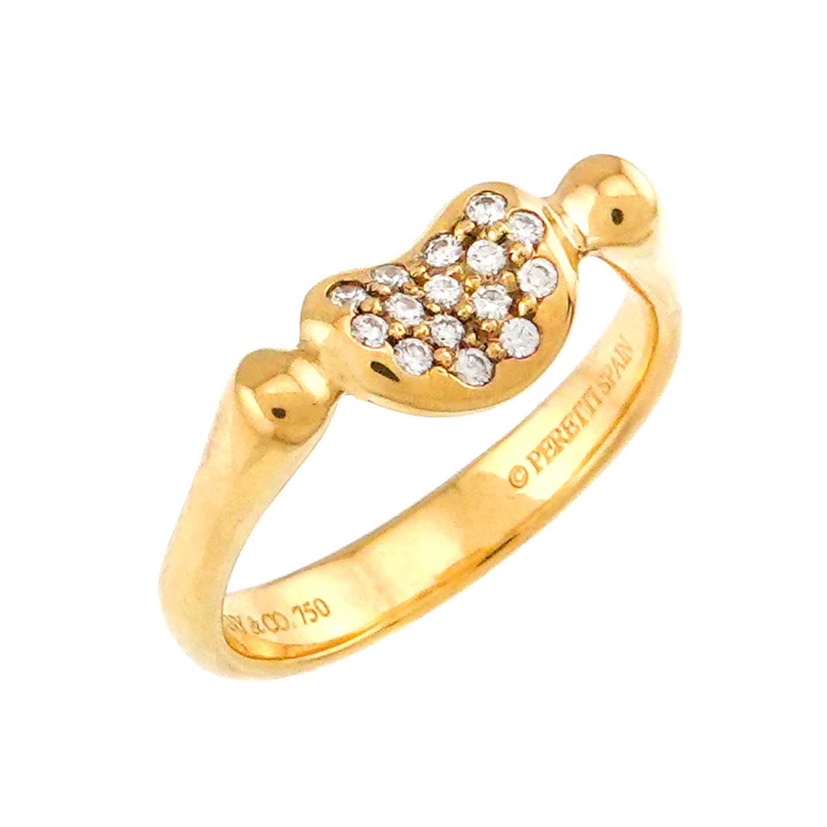Bean Diamond Ring 18K Yellow Gold 750 Size5.5-5.75(US)