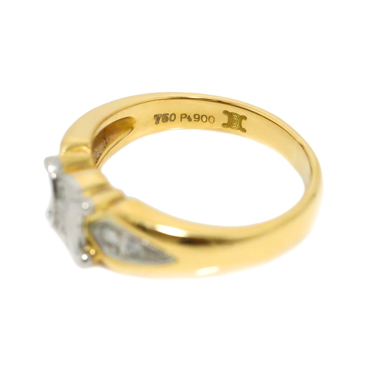 Triomphe Diamond 0.06ct Ring 18K YG 750 Pt size5.25(US)