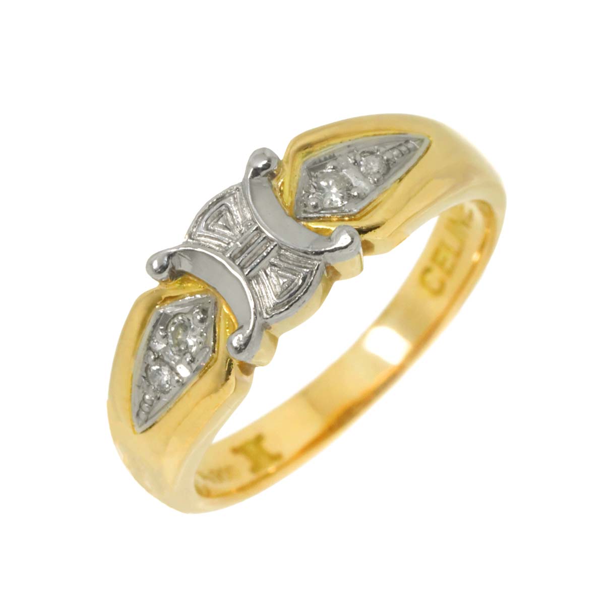 Triomphe Diamond 0.06ct Ring 18K YG 750 Pt size5.25(US)