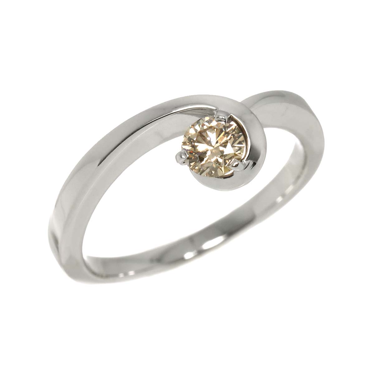 Brown Diamond 0.30ct Ring 18K White Gold size6.75(US)