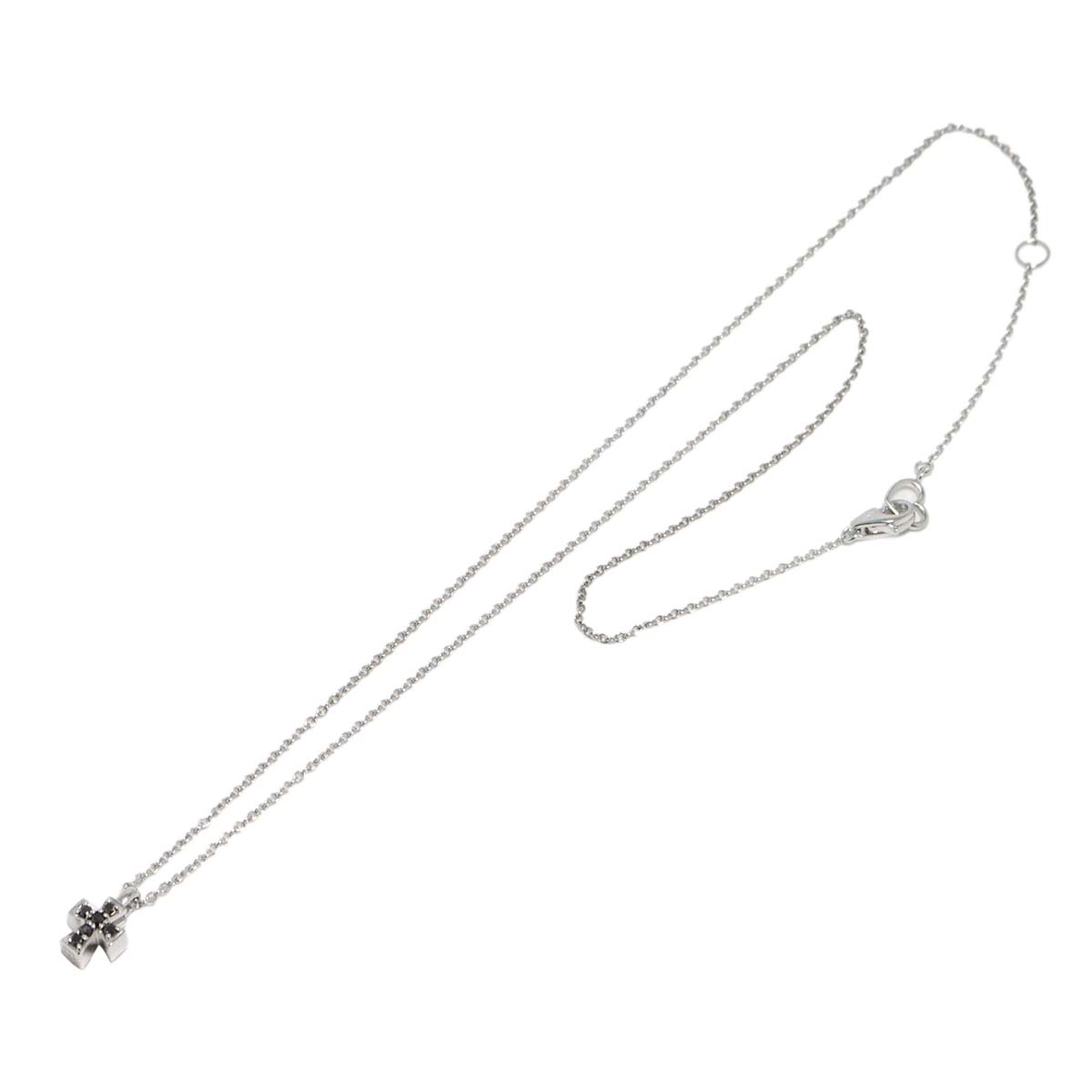 Cross motif Diamond 0.12ct Necklace 18K White Gold 750