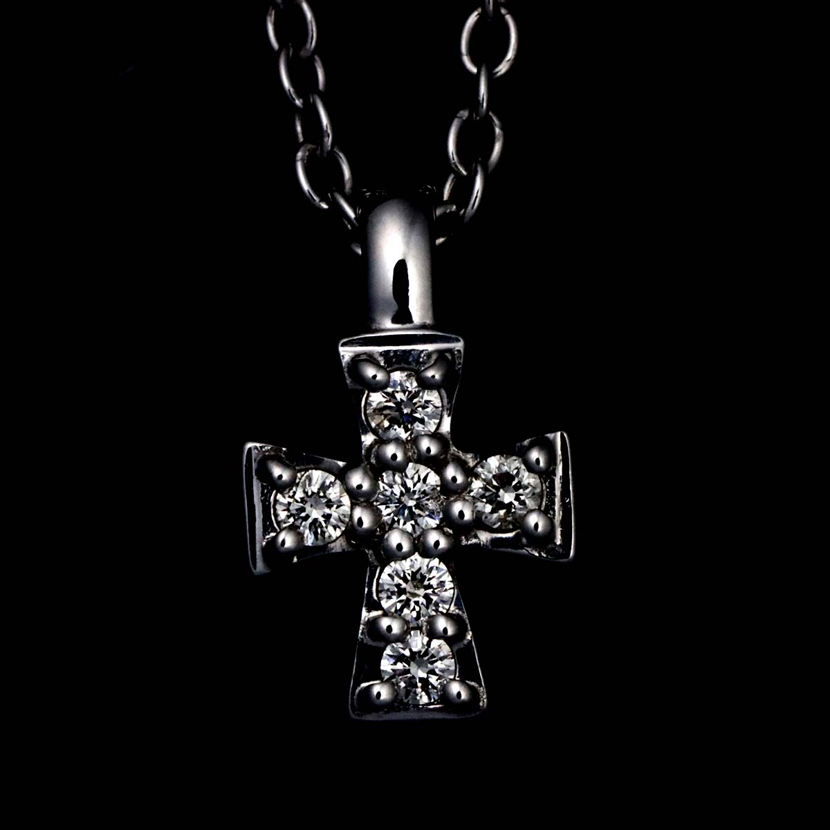 Cross motif Diamond 0.12ct Necklace 18K White Gold 750