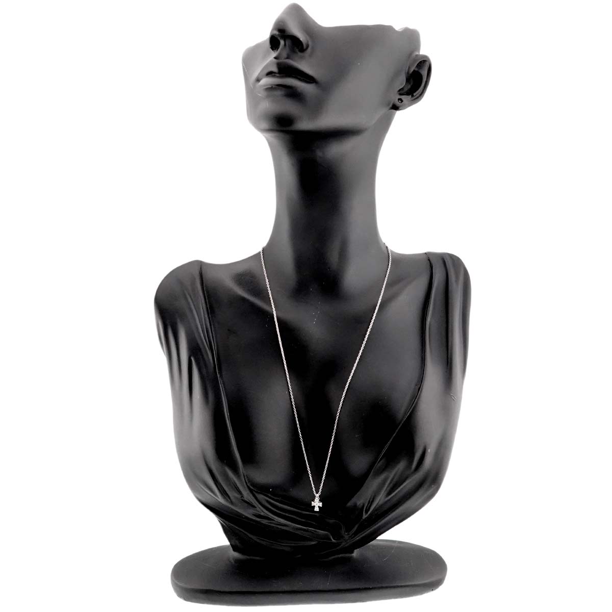 Cross motif Diamond 0.12ct Necklace 18K White Gold 750