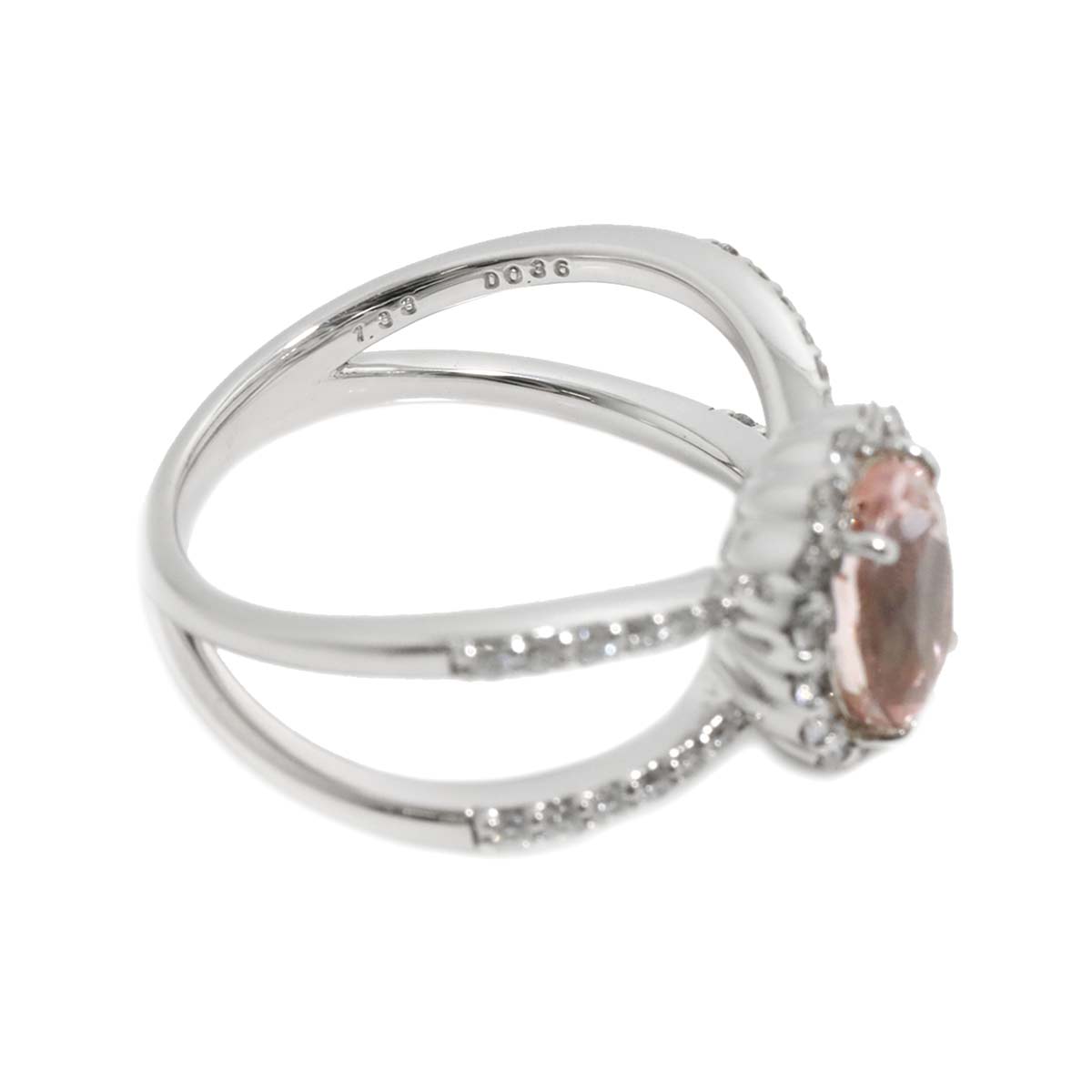 Morganite 1.33ct Diamond 0.36ct Ring 18K WG 750 5.25(US)