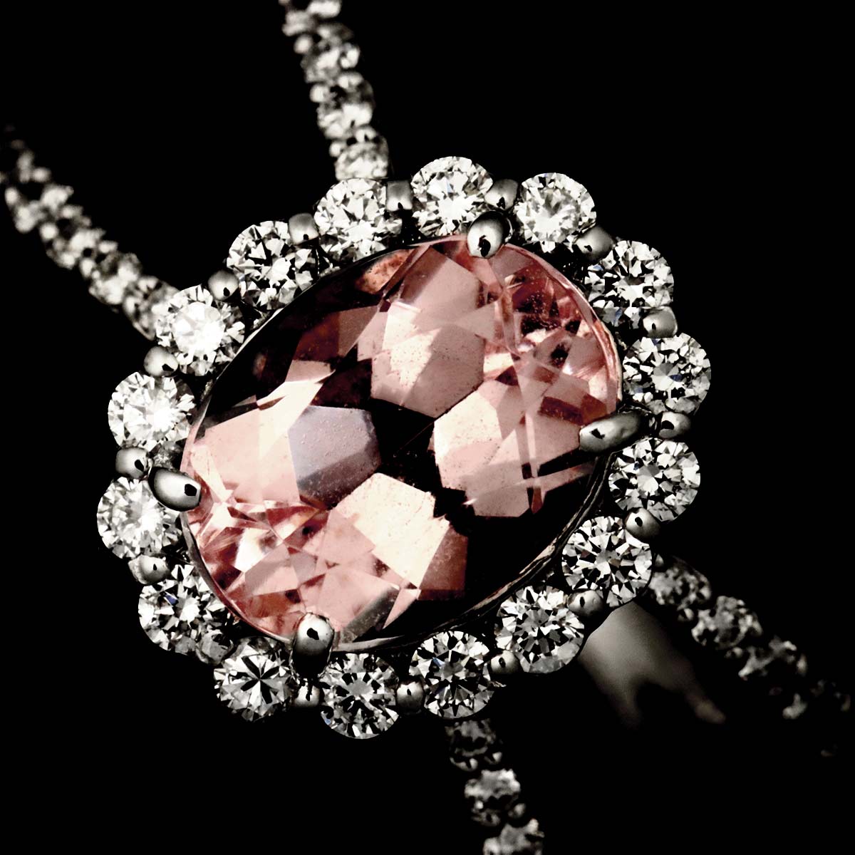 Morganite 1.33ct Diamond 0.36ct Ring 18K WG 750 5.25(US)