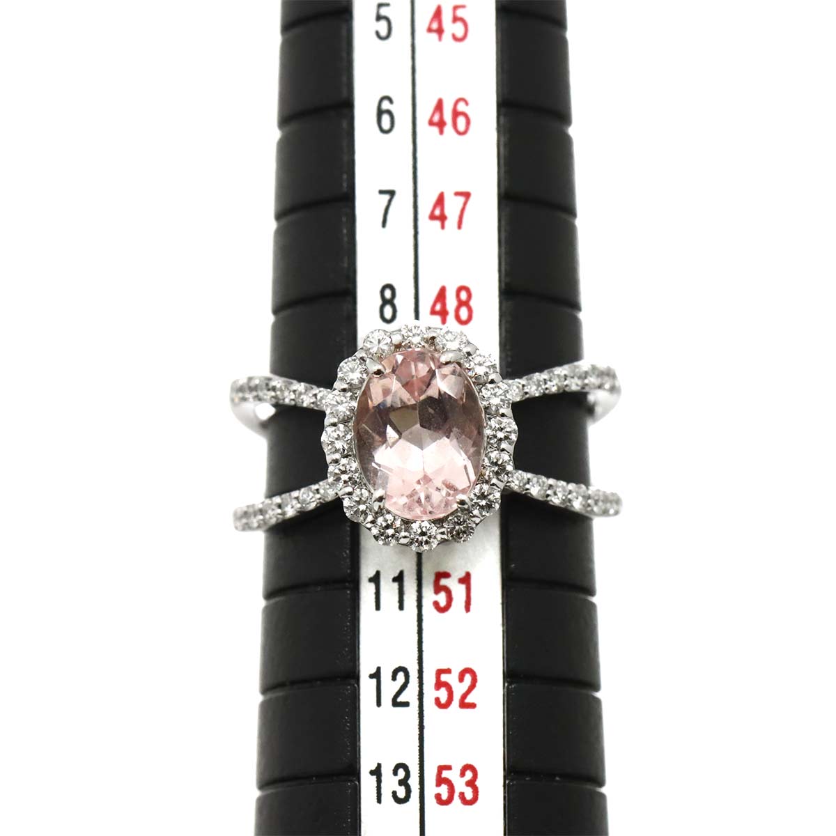 Morganite 1.33ct Diamond 0.36ct Ring 18K WG 750 5.25(US)