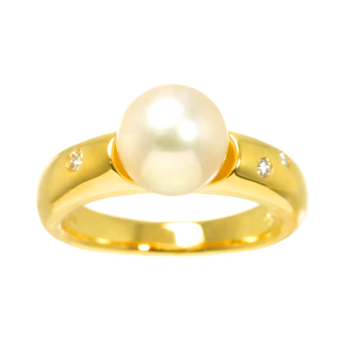 TASAKI Akoya Pearl 8.5mm Diamond 0.04ct Ring 18K YG 750 6.25-6.5(US)