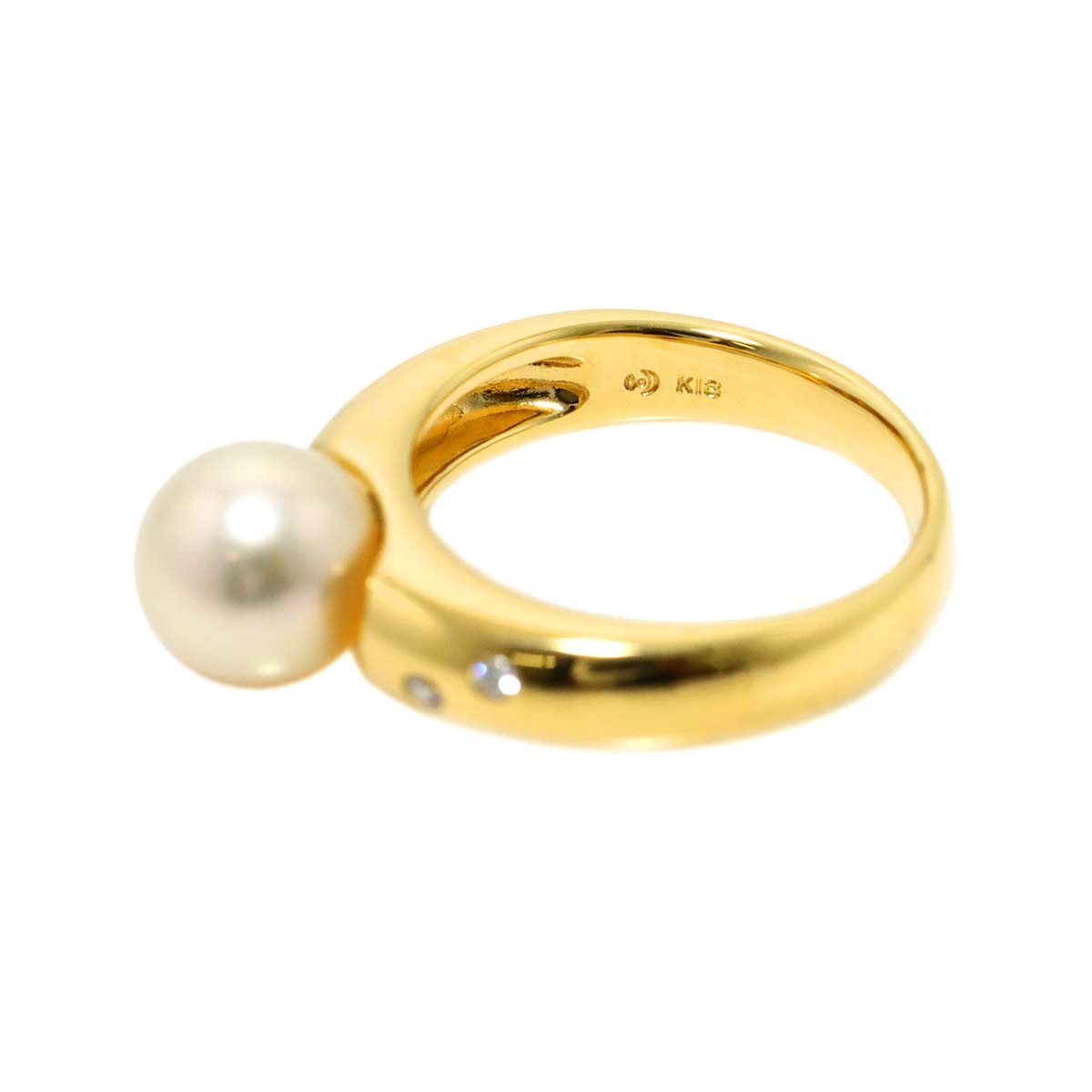 TASAKI Akoya Pearl 8.5mm Diamond 0.04ct Ring 18K YG 750 6.25-6.5(US)