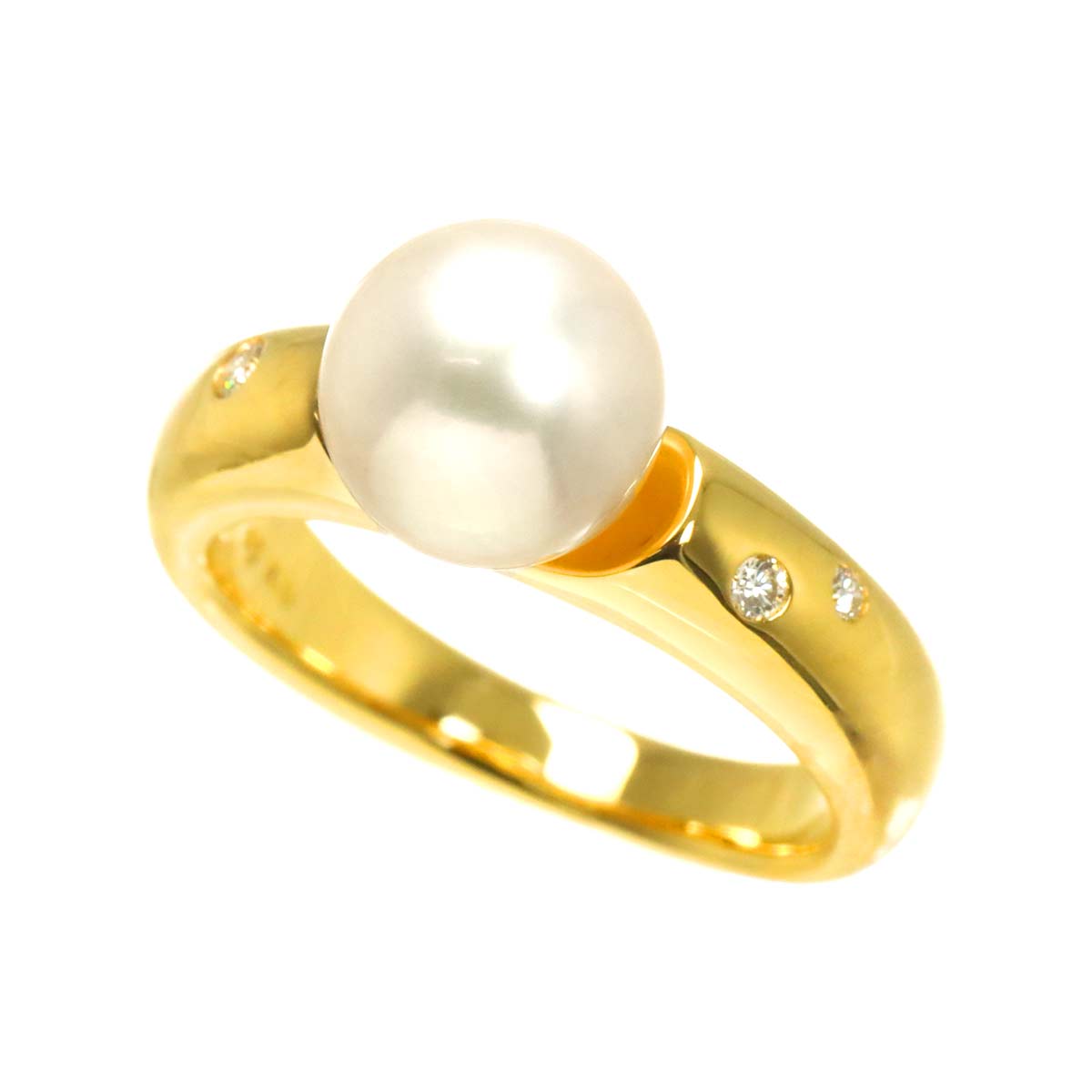 TASAKI Akoya Pearl 8.5mm Diamond 0.04ct Ring 18K YG 750 6.25-6.5(US)