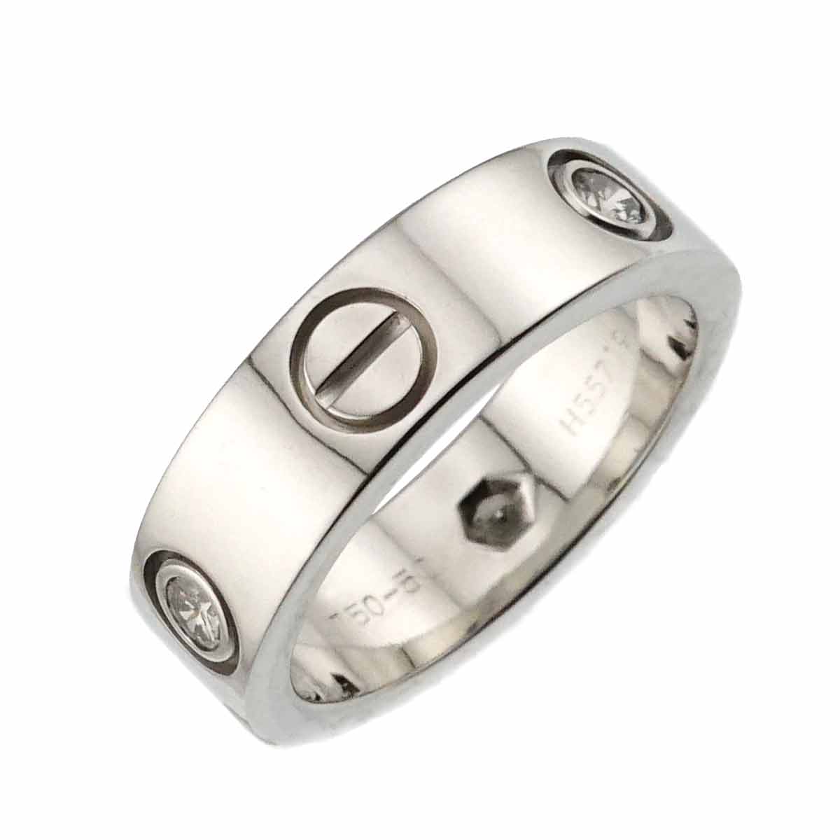 Love Half Diamond Ring 18K White Gold 750 size50 5.25(US)