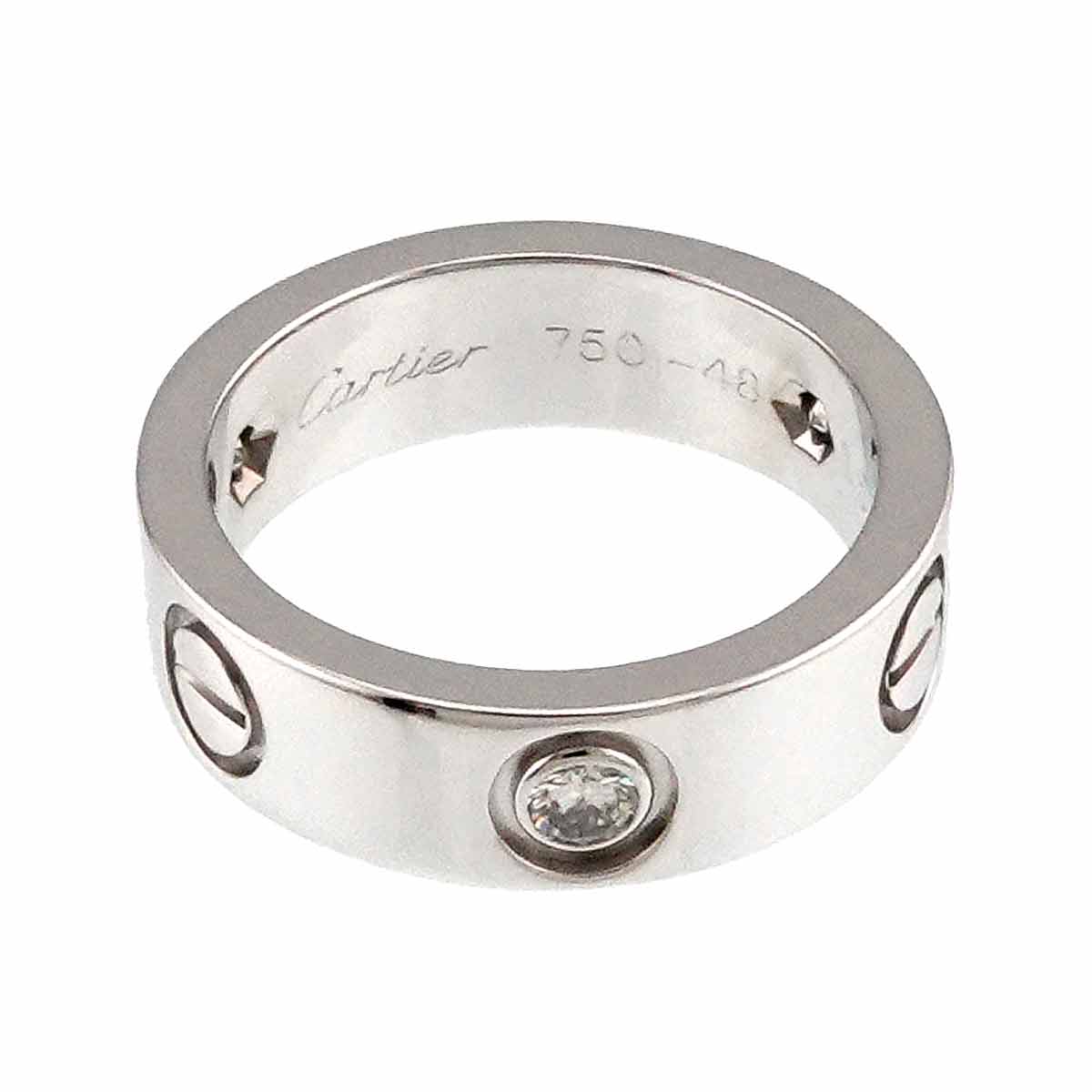 Love Ring Half Diamond 3P 18K White Gold 750 size48 4.5(US)