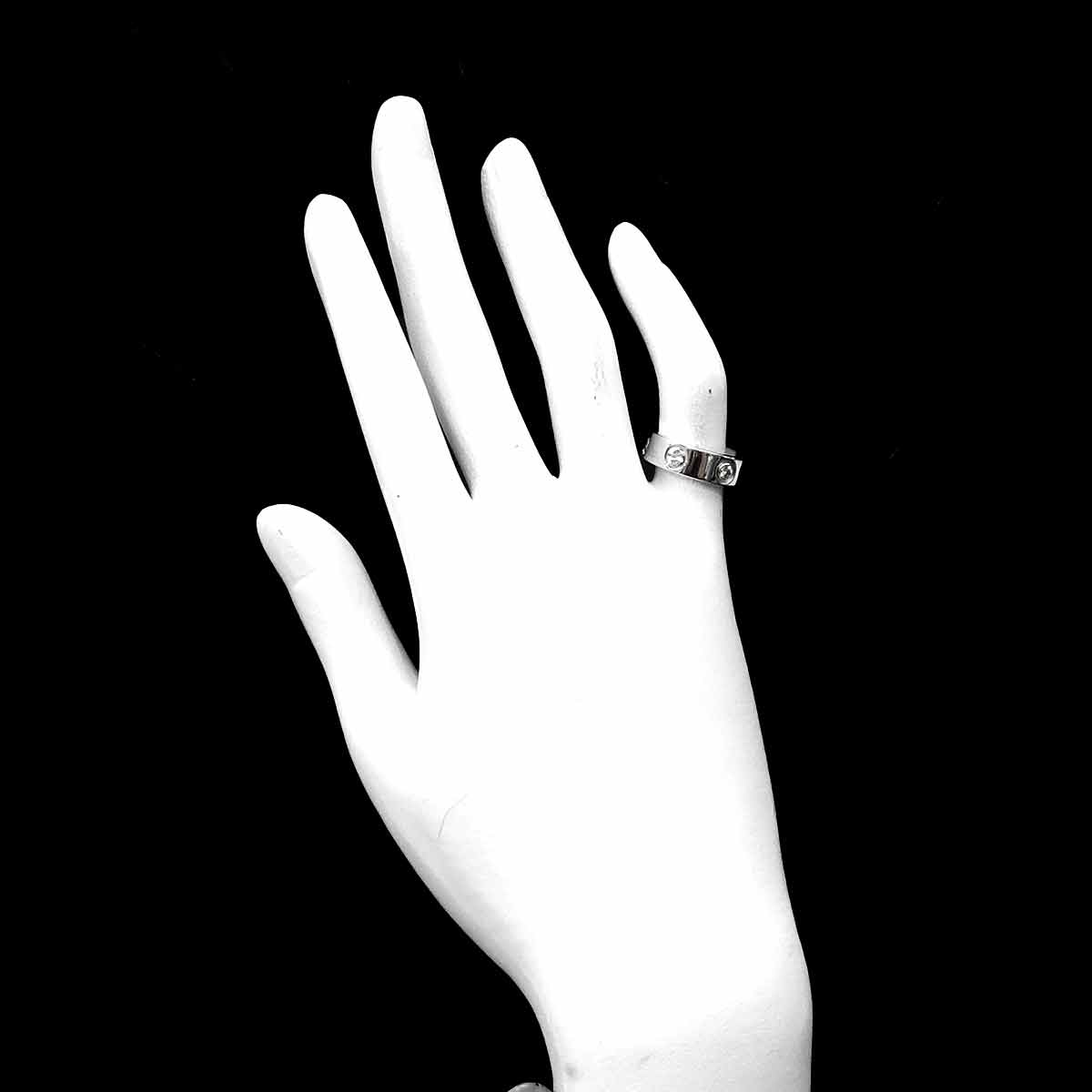 Love Ring Half Diamond 3P 18K White Gold 750 size48 4.5(US)