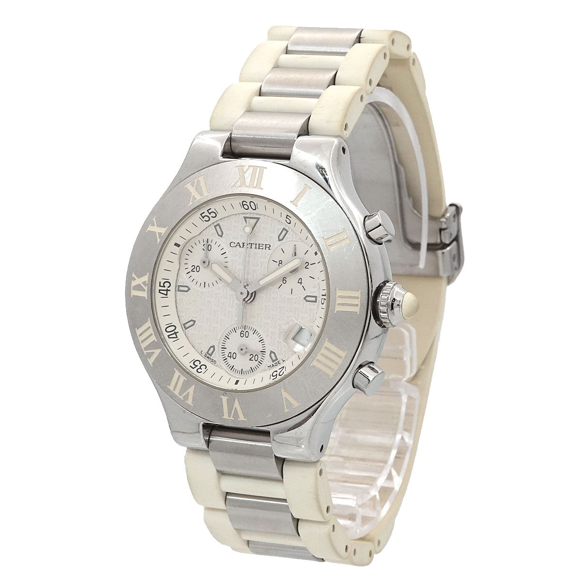 Must 21 Chronoscaph W10184U2 Date Quartz White Dial Mens