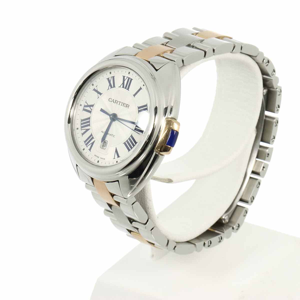 Cle De Cartier W2CL0004 750 PG Automatic date Silver Dial