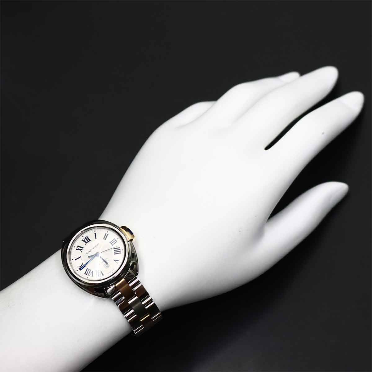 Cle De Cartier W2CL0004 750 PG Automatic date Silver Dial