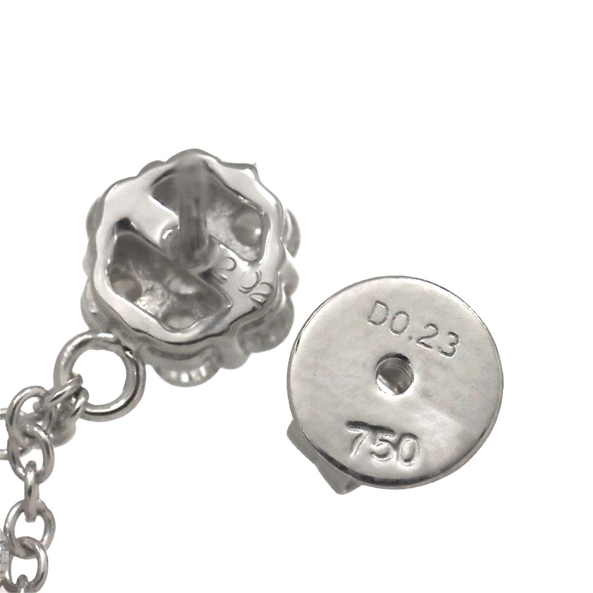 Diamond 2.02ct/0.23ct 2.01ct/0.23ct Earrings Pierced 18K K18 WG 750