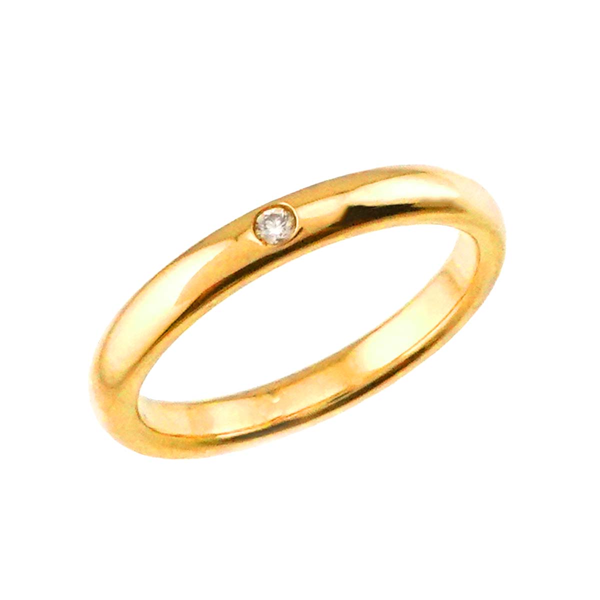 Stacking Diamond 1P Ring 18K Yellow Gold 750 Size6(US)