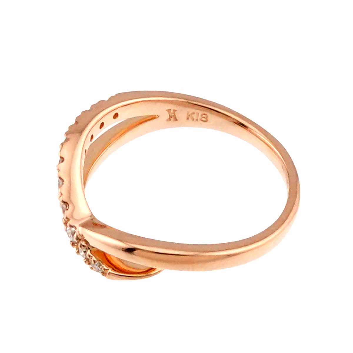 Diamond 0.10ct Ring 18K K18 PG 750 size4(US)