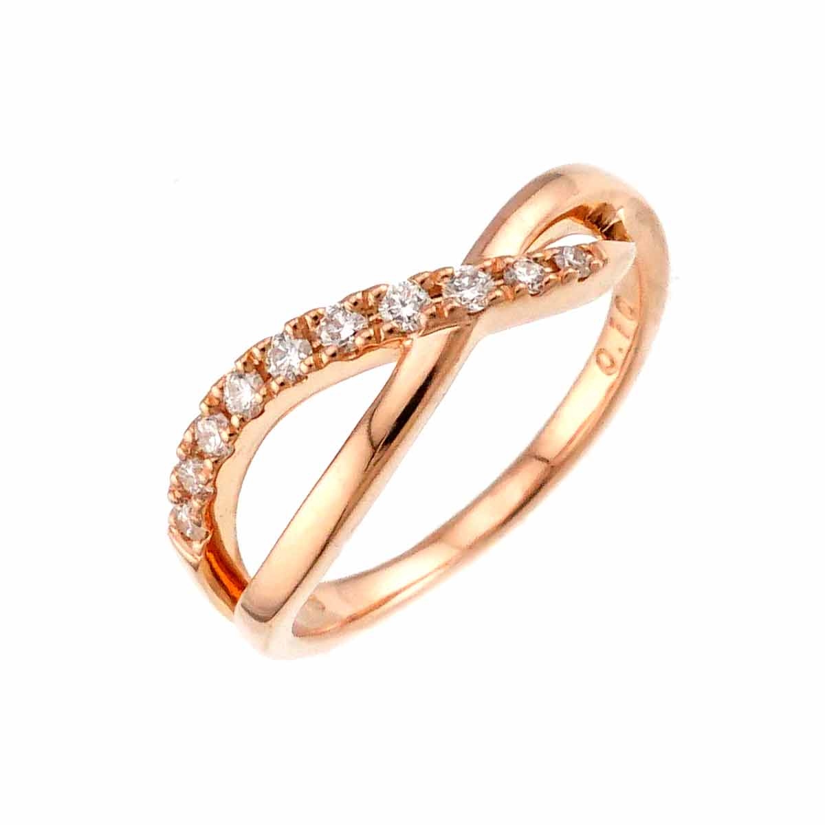 Diamond 0.10ct Ring 18K K18 PG 750 size4(US)