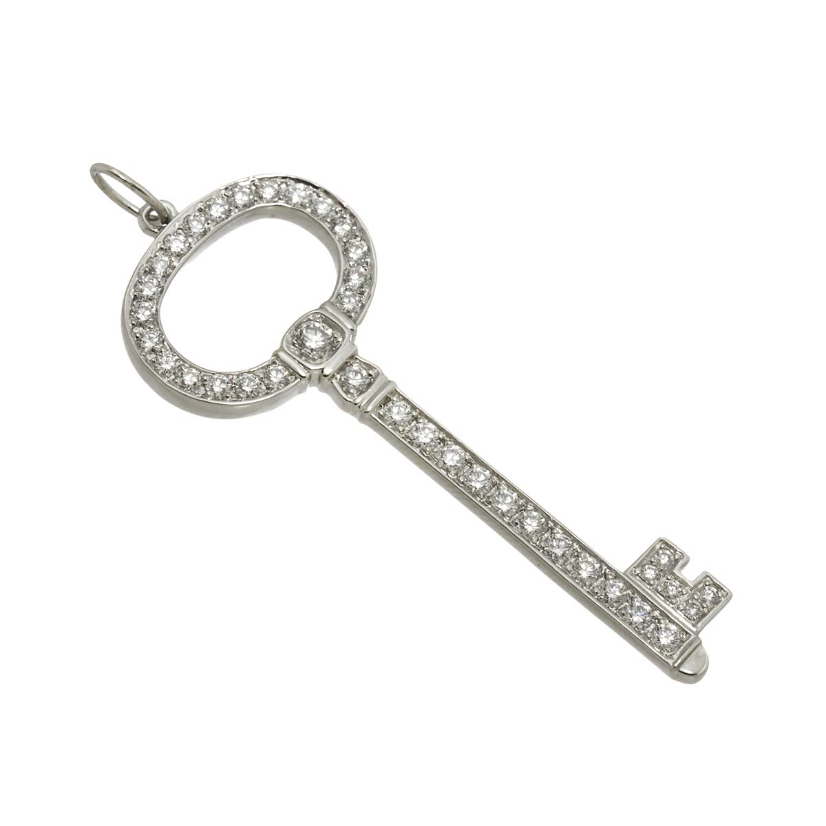 Oval Key Diamond Pendant Top Pt Platinum