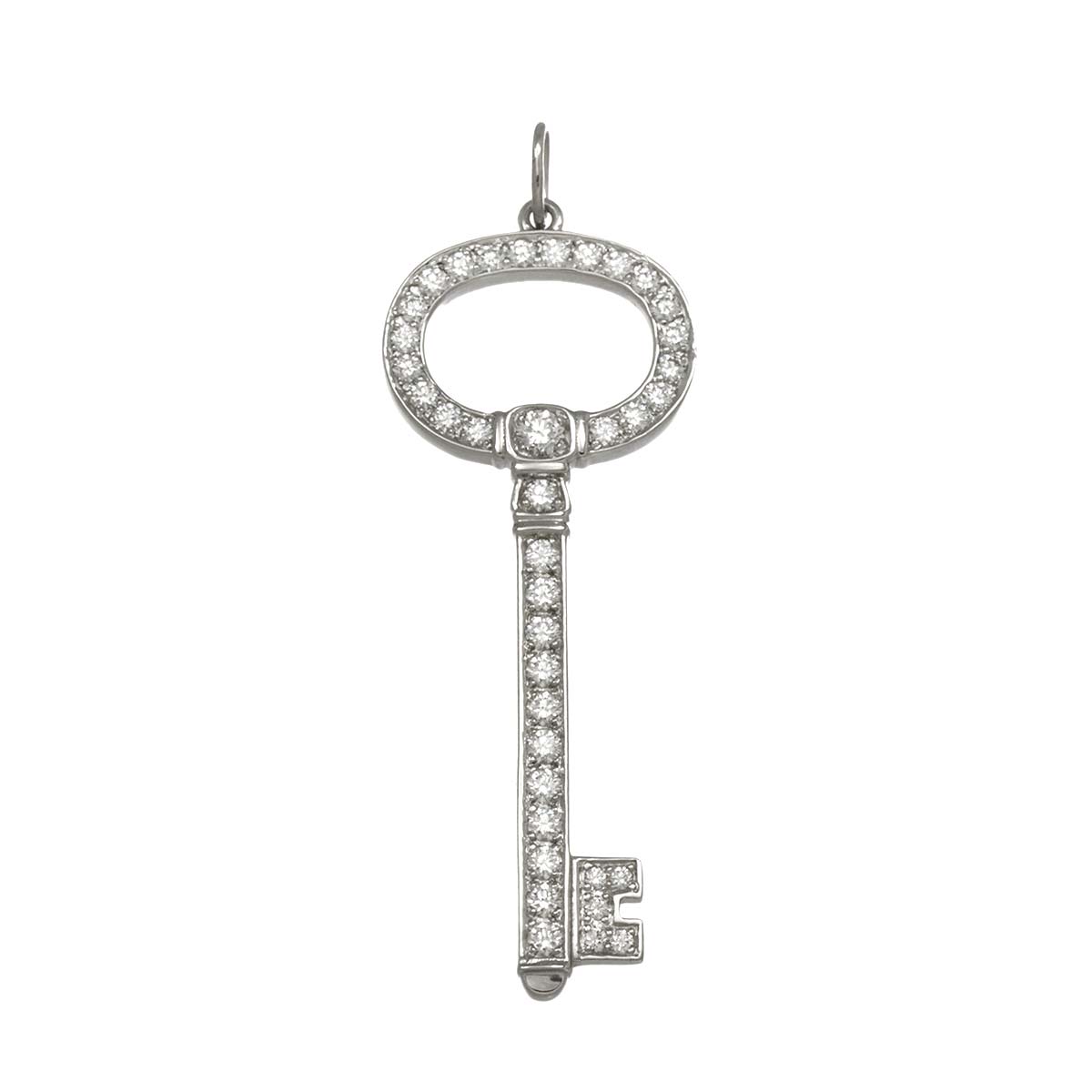 Oval Key Diamond Pendant Top Pt Platinum