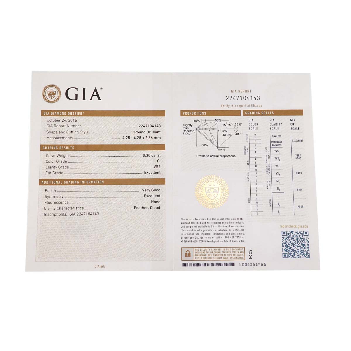 Diamond 0.30ct G/VS2/EX Ring Platinum size4.75-5(US)