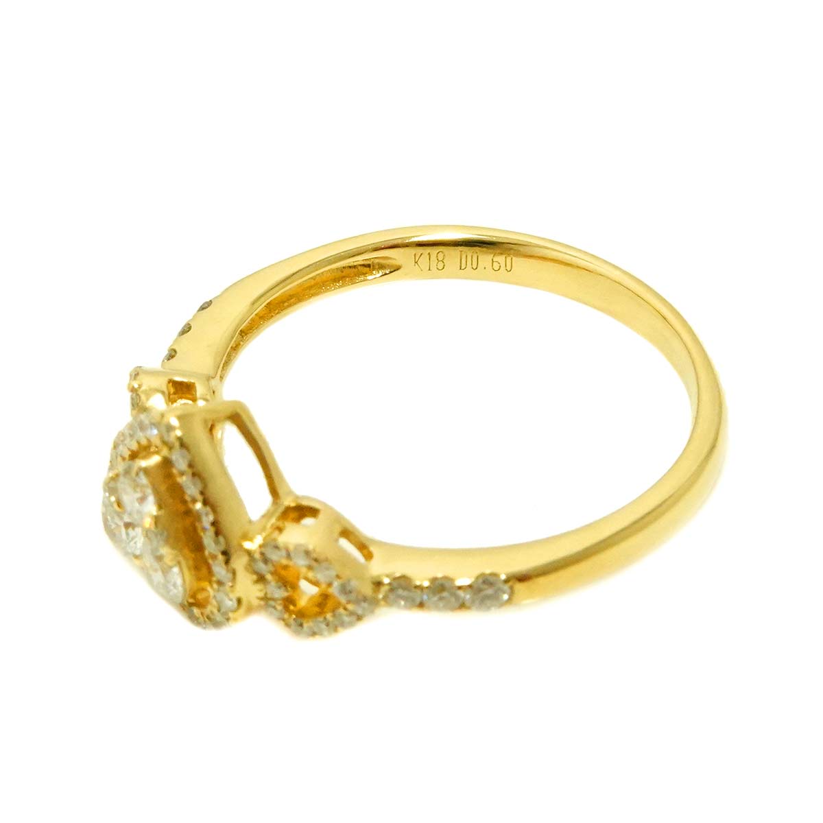 Diamond 0.60ct Ring 18K K18 YG Yellow Gold 750 size7.75-8(US)