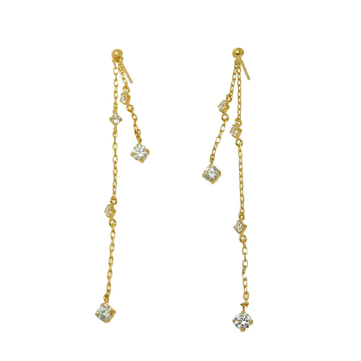 Diamond Earrings Pierced 18K YG Yellow Gold 750