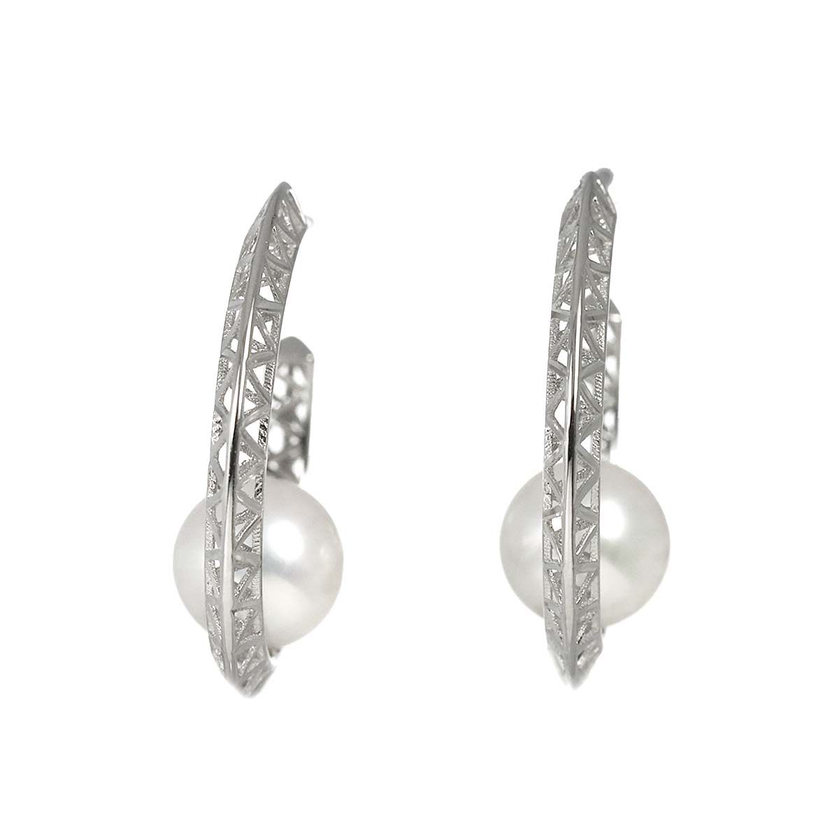 Akoya Pearl 8.1mm Earrings Pierced 18K WG 750