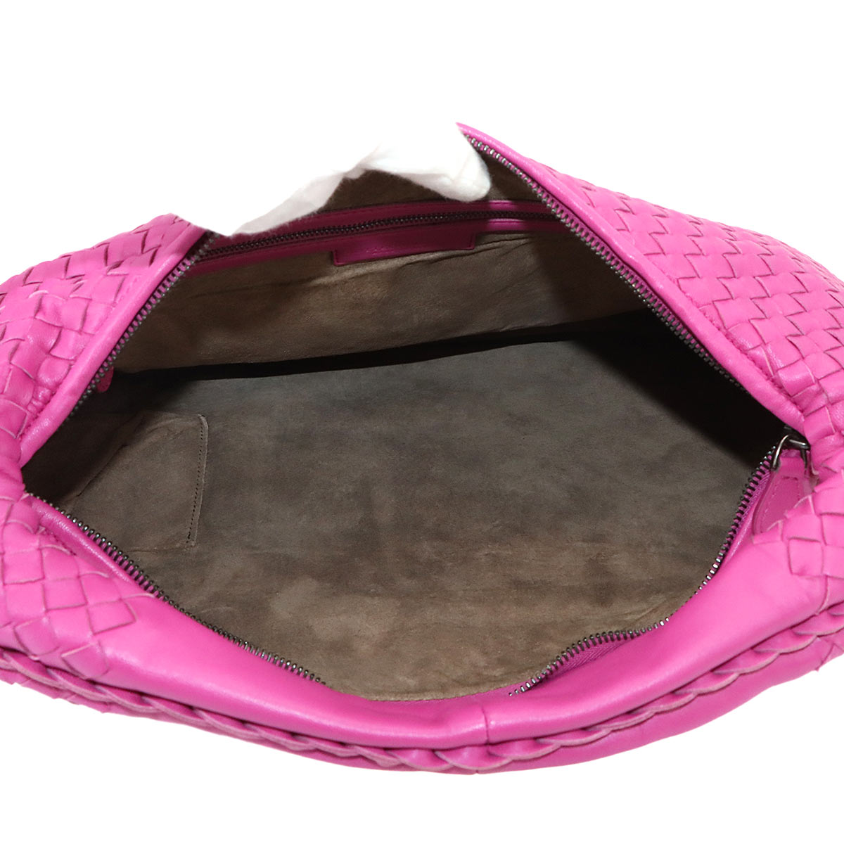 Intrecciato Hobo Shoulder Bag Leather Pink Purse