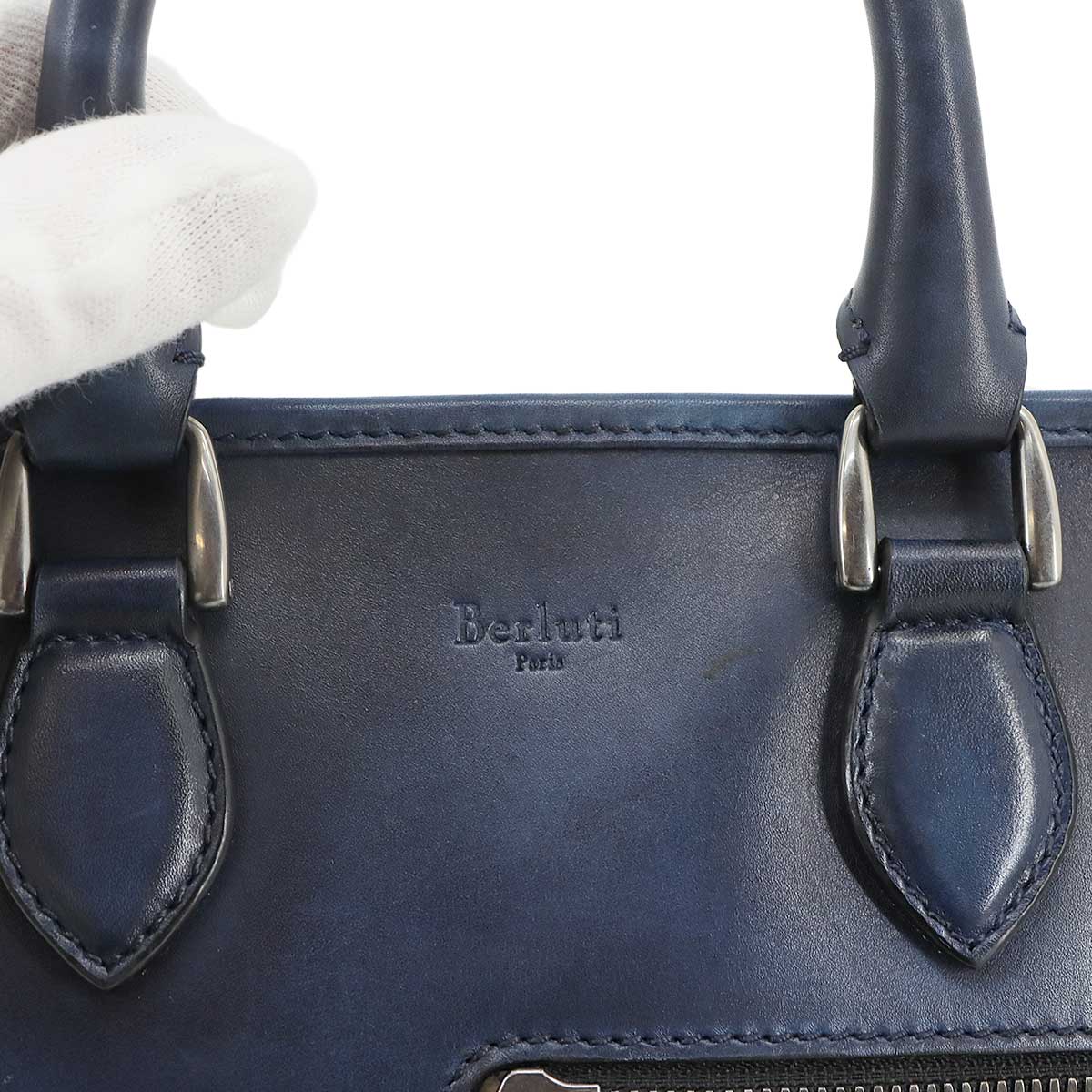 Unjour Gulliver 2way Hand Bag Venezia Leather Navy Purse