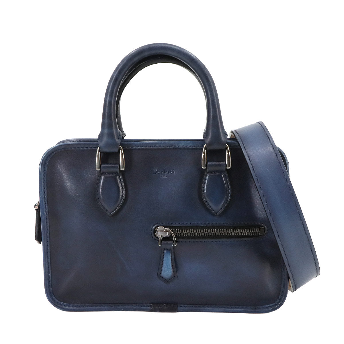 Unjour Gulliver 2way Hand Bag Venezia Leather Navy Purse