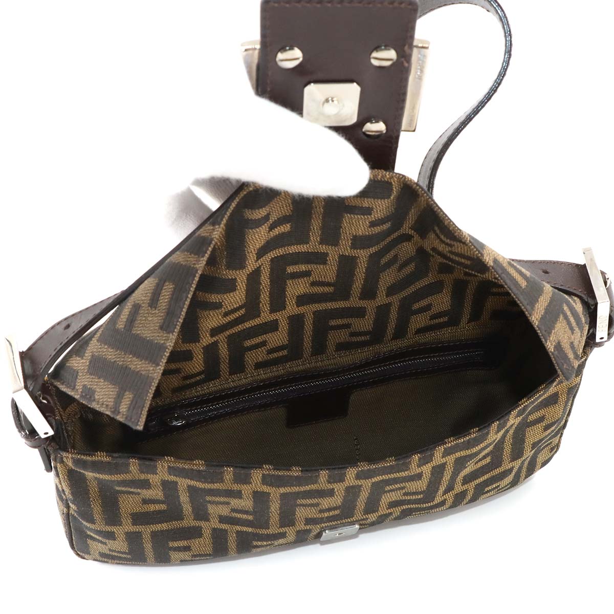 Zucca Mamma Baguette Shoulder Bag Canvas Leather Brown 26424