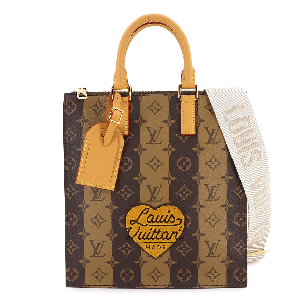 Monogram Stripes Sac Plat Cross 2way Tote Shoulder Bag