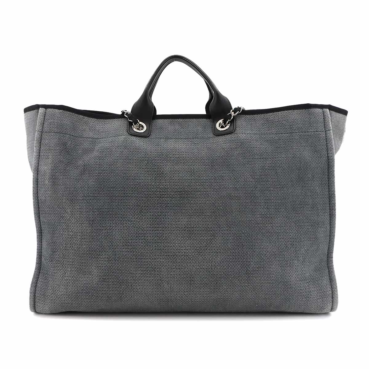 Deauville TGM Tote Chain Shoulder Bag Gray Black Purse