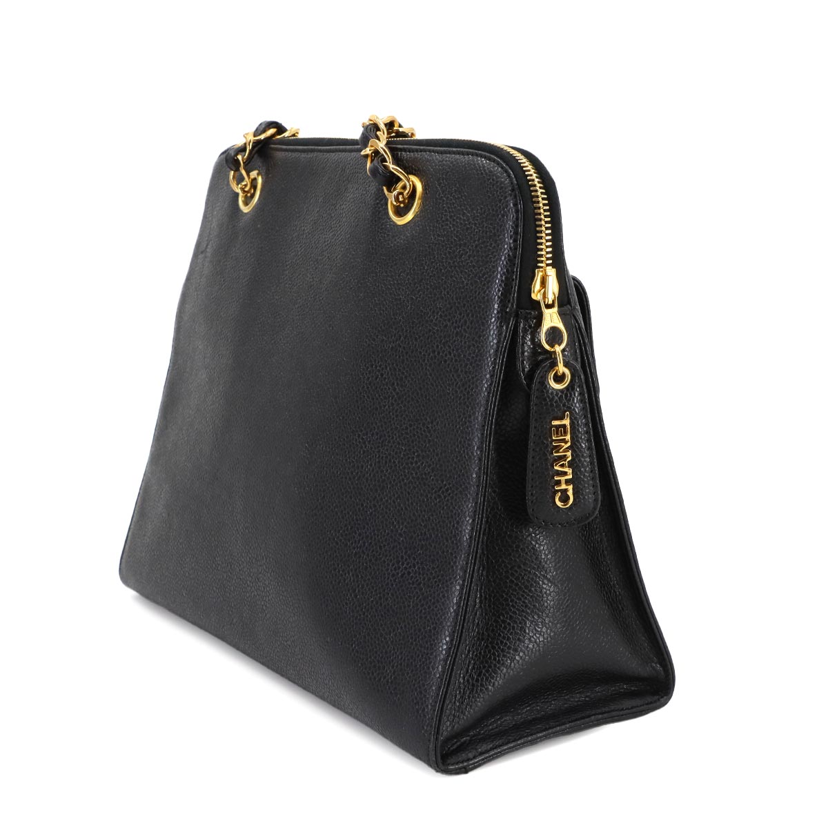 Matelasse Chain Shoulder Bag Leather Black Vintage