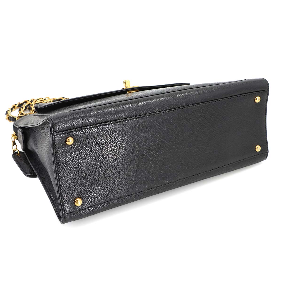 Matelasse Chain Shoulder Bag Leather Black Vintage