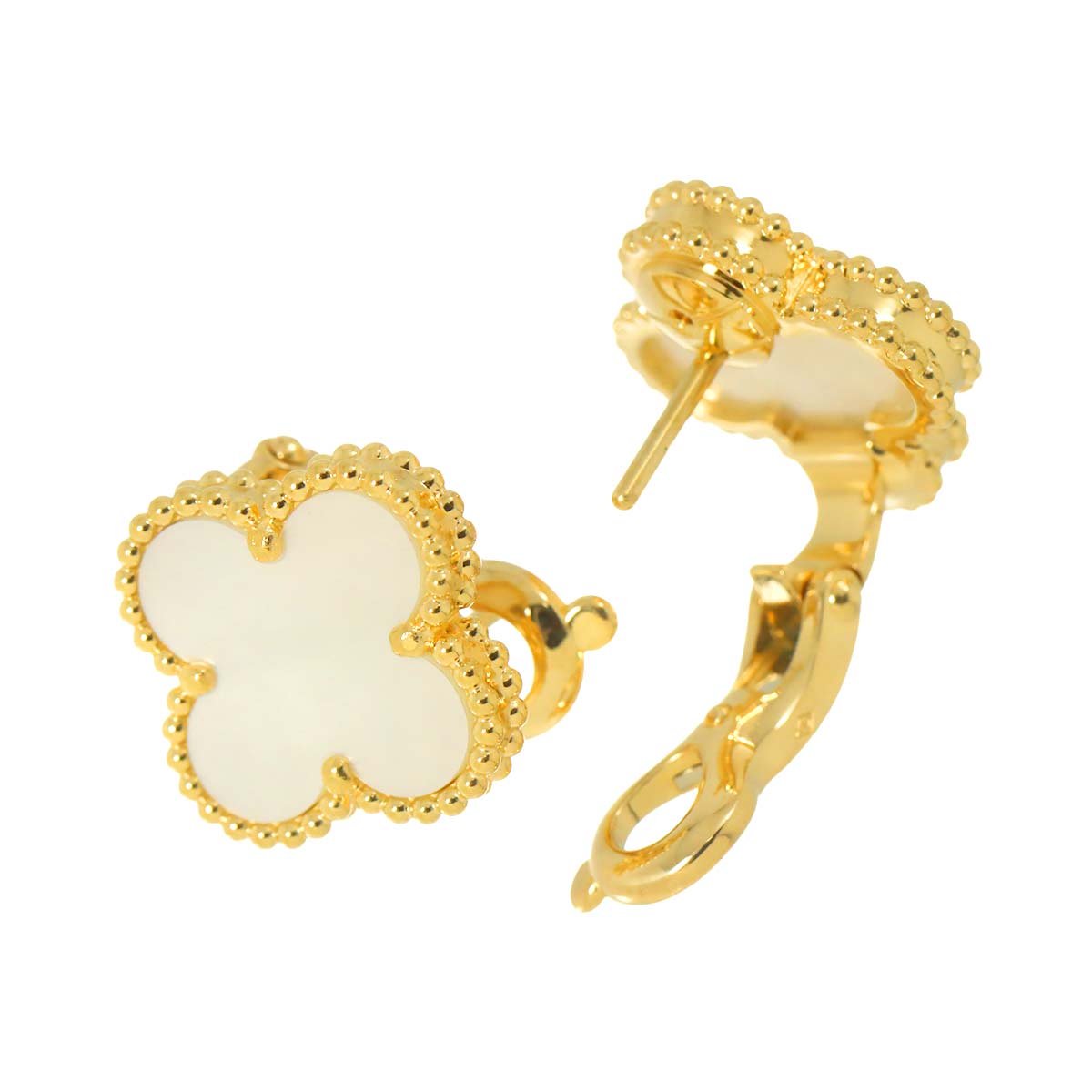 Vintage Alhambra MOP Earrings Pierced 18K YG