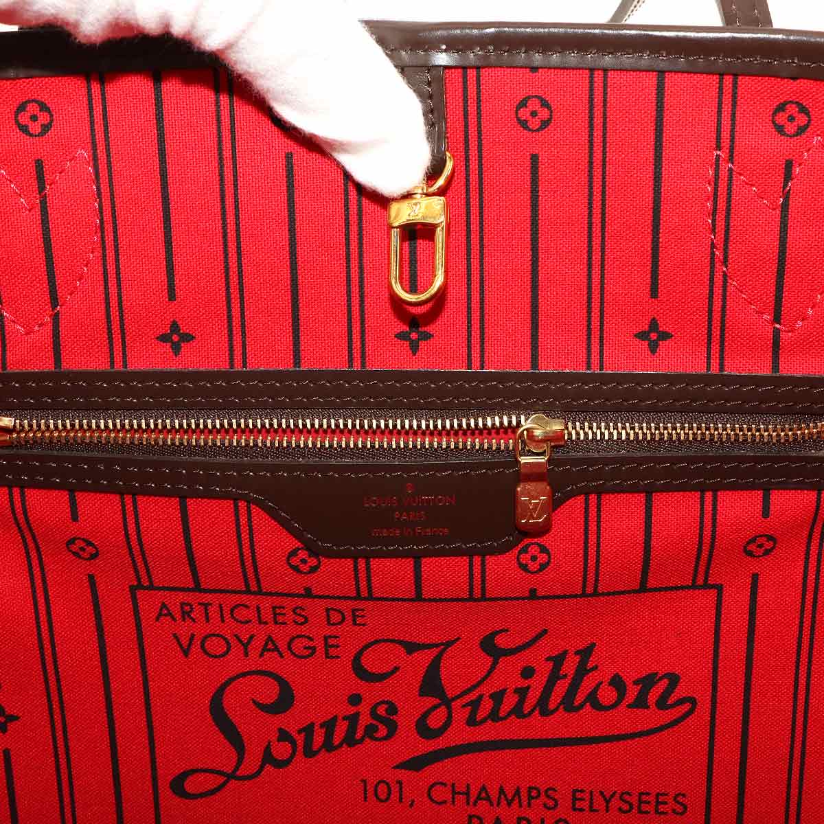 Damier Neverfull MM Tote Bag Ebene Cerise N51105 Purse