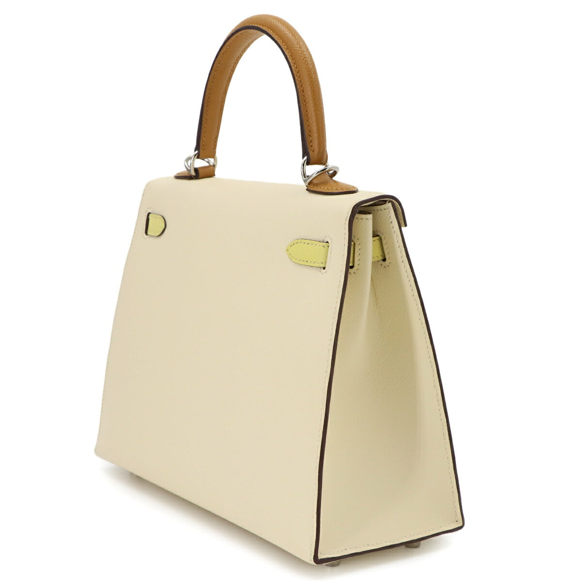 Kelly 25 Epsom Nata Jaune Poussin Sesami Hand Shoulder Bag