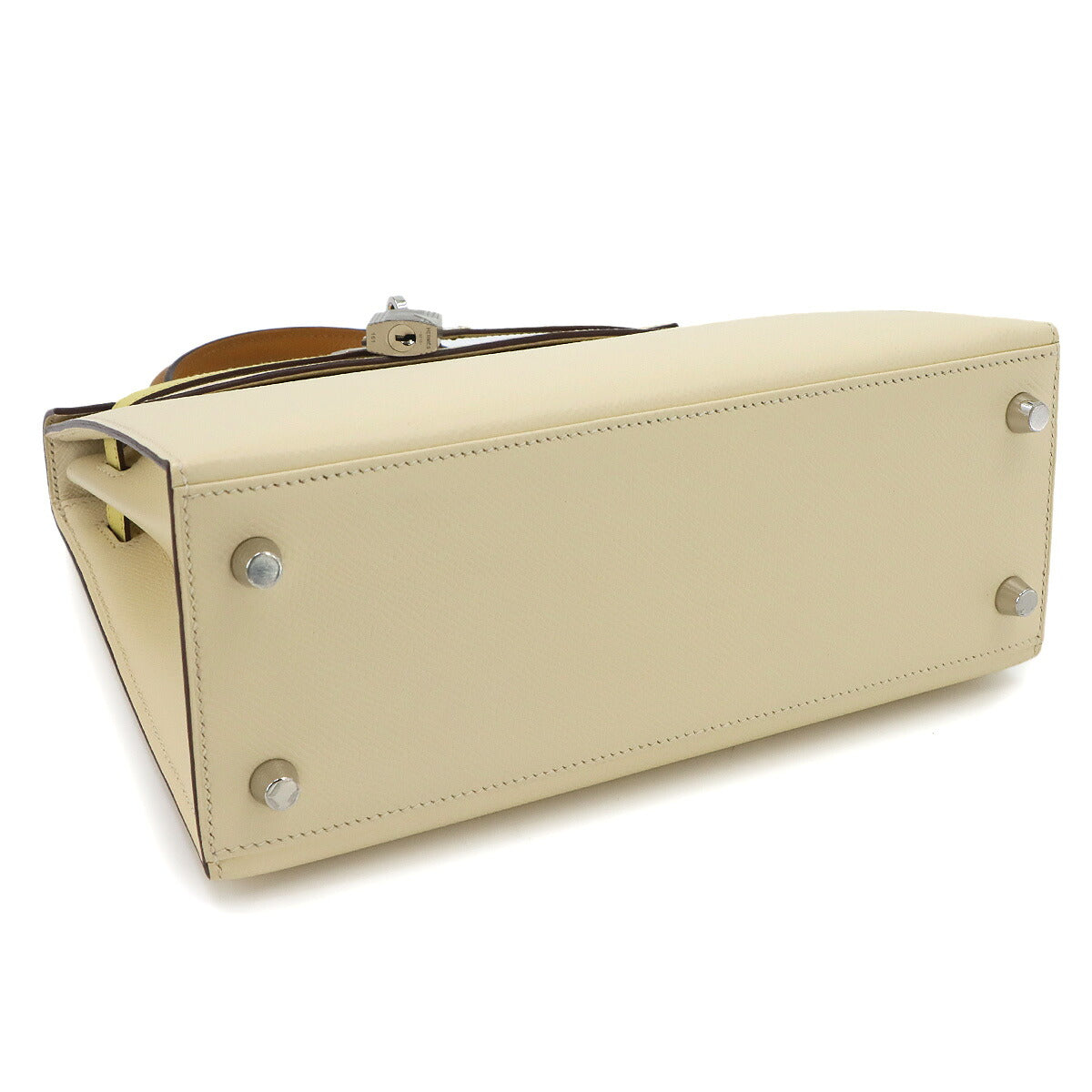 Kelly 25 Epsom Nata Jaune Poussin Sesami Hand Shoulder Bag