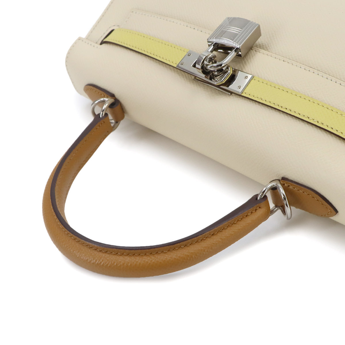 Kelly 25 Epsom Nata Jaune Poussin Sesami Hand Shoulder Bag